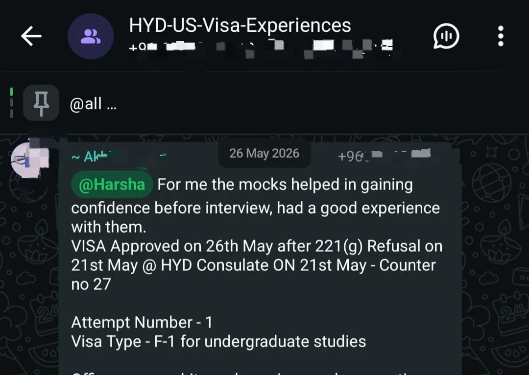 WhatsApp testimonial 13 from a student