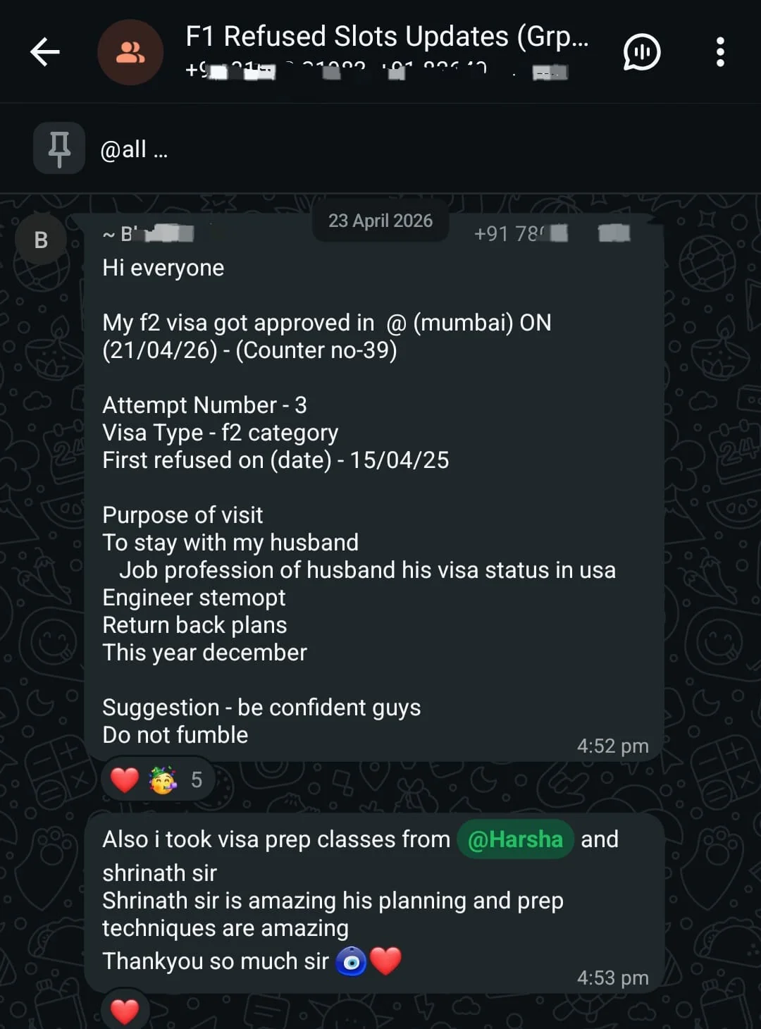 WhatsApp testimonial 20 from a student