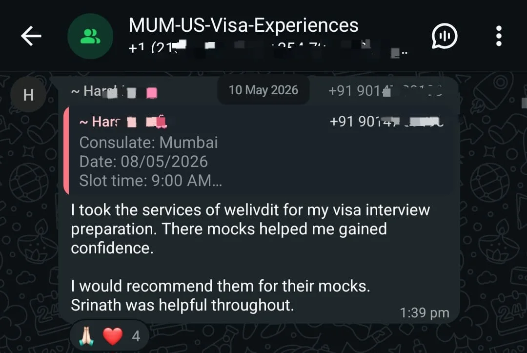 WhatsApp testimonial 21 from a student