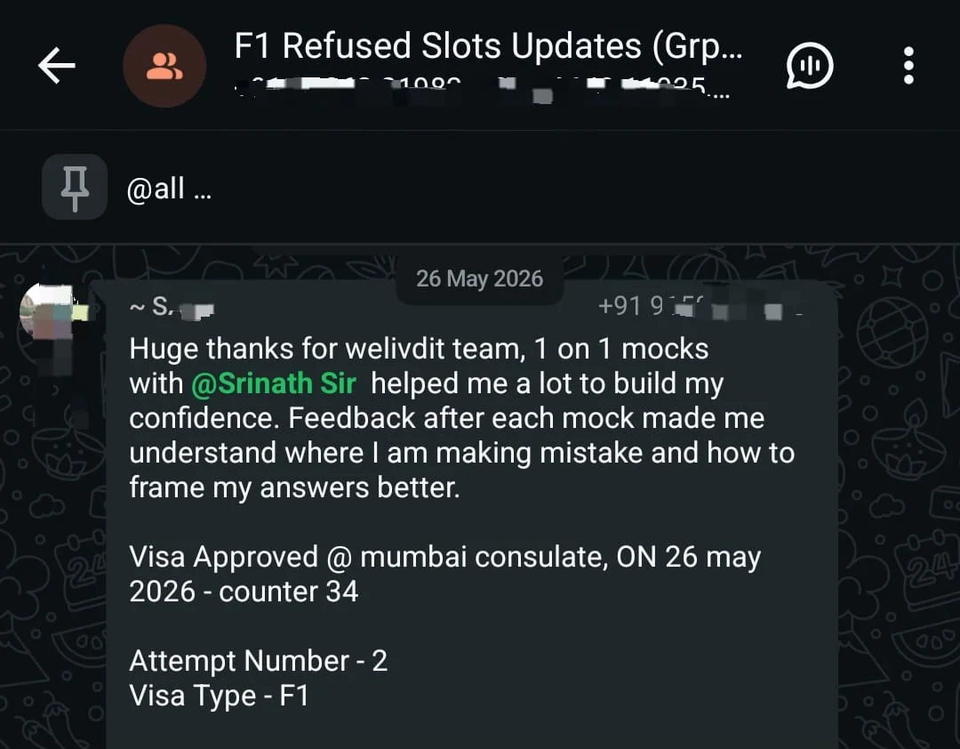 WhatsApp testimonial 28 from a student
