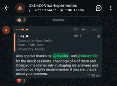 WhatsApp testimonial 3 from a student