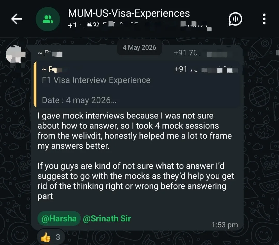 WhatsApp testimonial 32 from a student