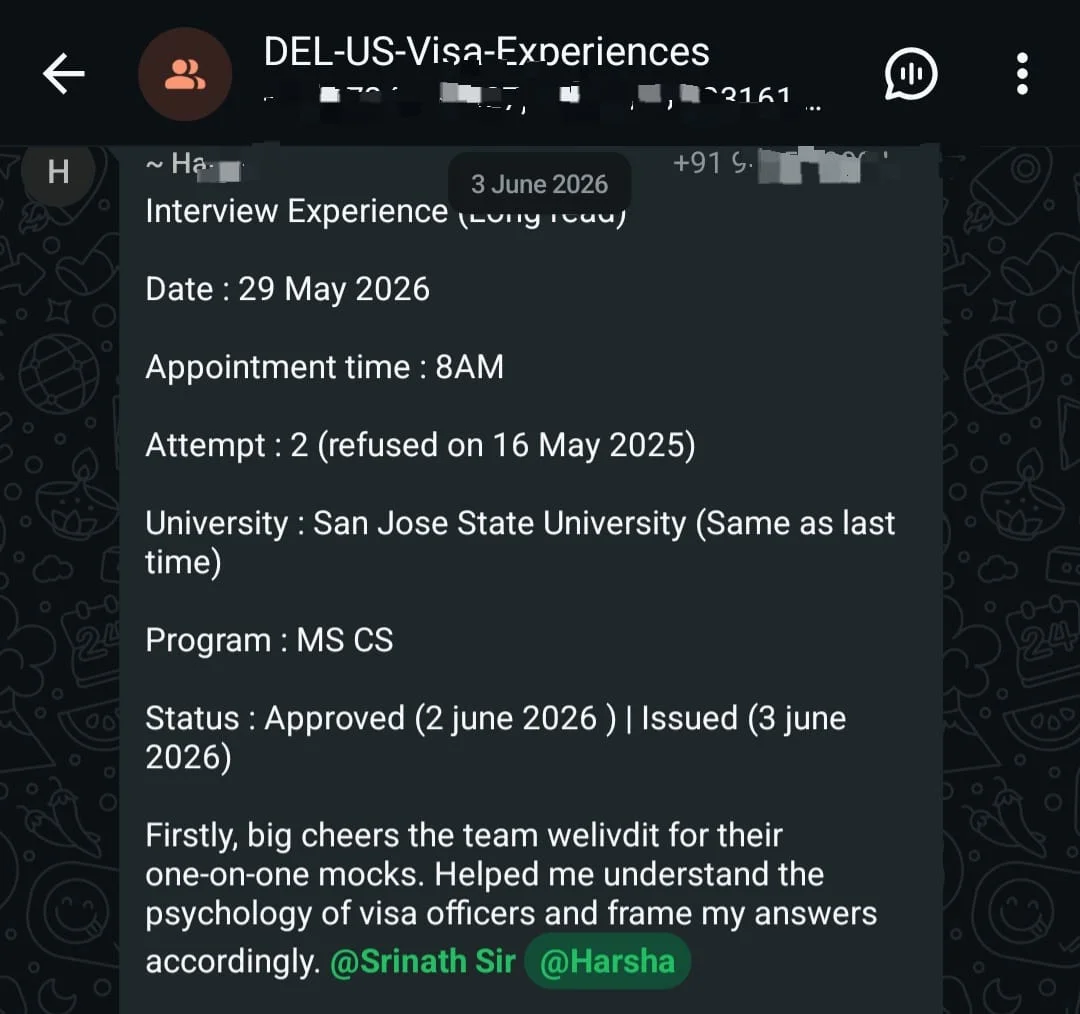 WhatsApp testimonial 6 from a student